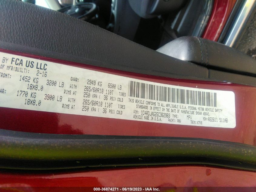 2016 DODGE DURANGO SXT - 1C4RDJAG2GC362983