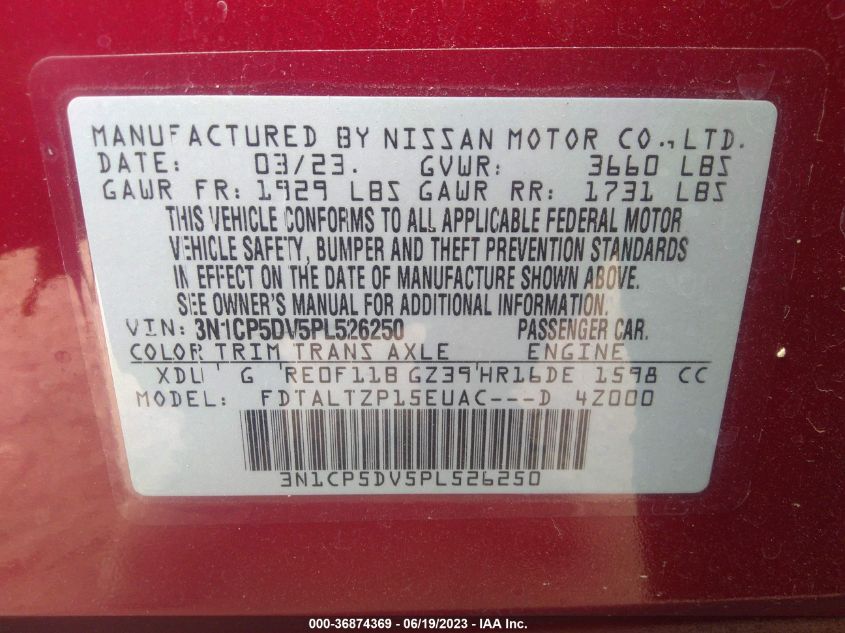 2023 NISSAN KICKS SR - 3N1CP5DV5PL526250