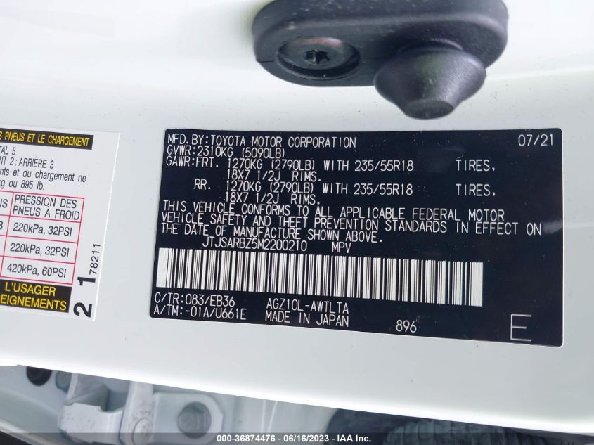 2021 LEXUS NX NX 300 F SPORT - JTJSARBZ5M2200210