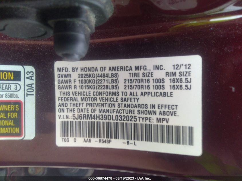 2013 HONDA CR-V LX - 5J6RM4H39DL032025
