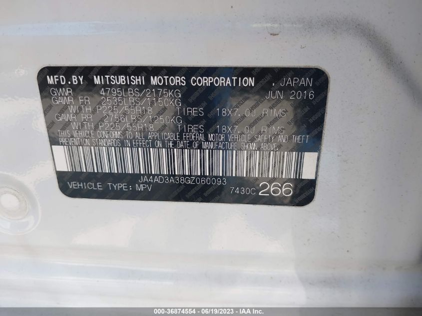 2016 MITSUBISHI OUTLANDER SE/SEL - JA4AD3A38GZ060093