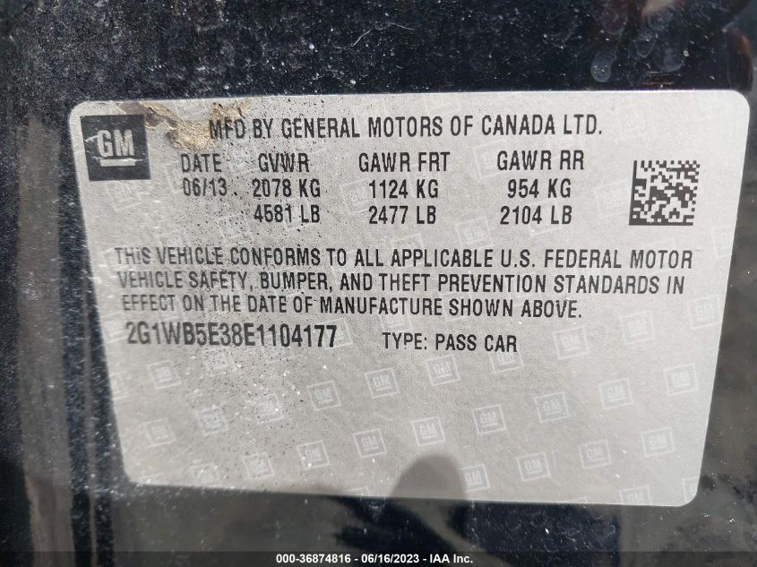 2014 CHEVROLET IMPALA LIMITED LT - 2G1WB5E38E1104177