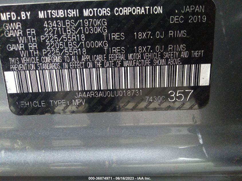 2020 MITSUBISHI OUTLANDER SPORT ES 2.0/SE 2.0 - JA4AR3AU0LU018731