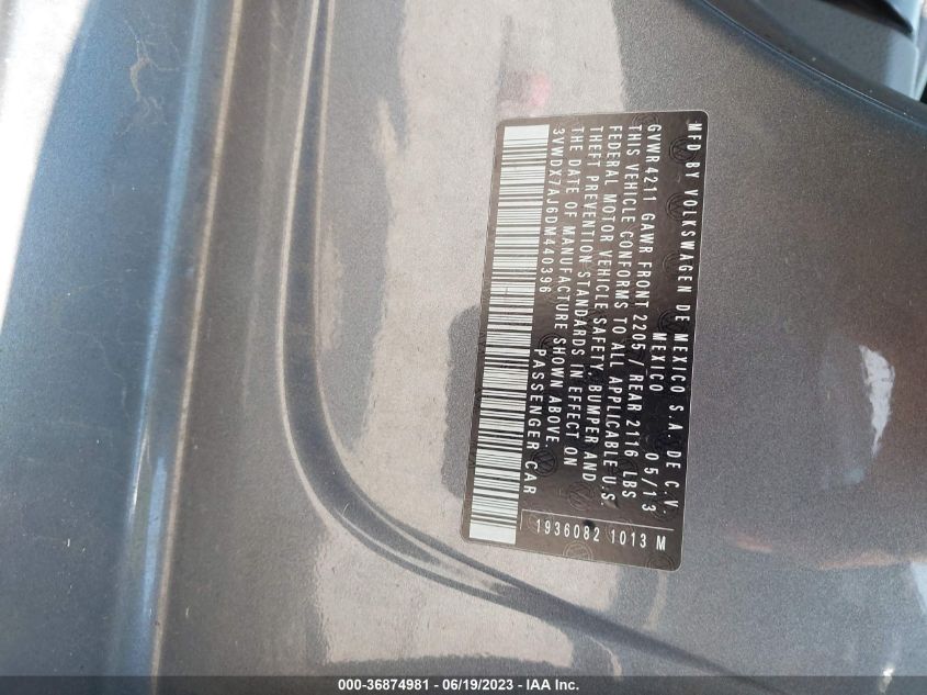 2013 VOLKSWAGEN JETTA SEDAN SE - 3VWDX7AJ6DM440396