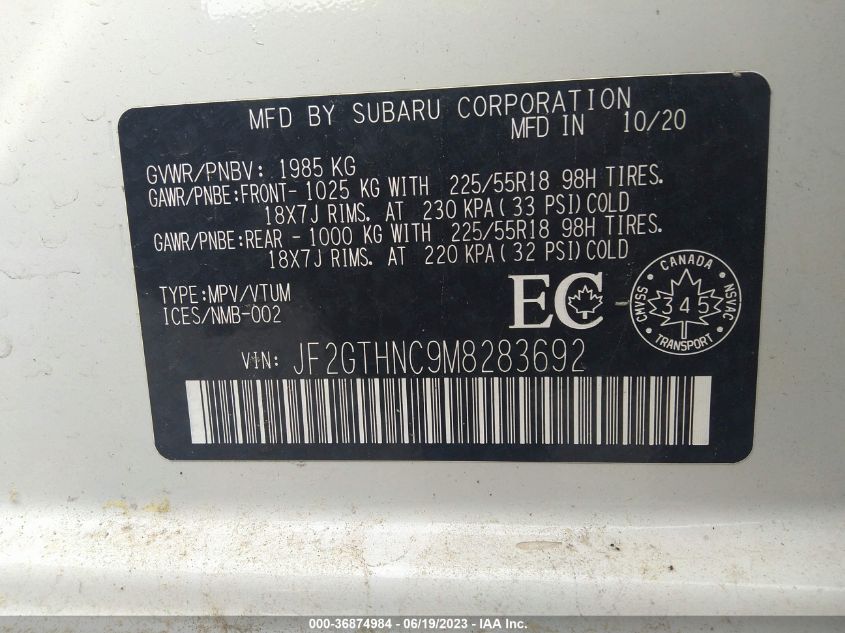 2021 SUBARU CROSSTREK LIMITED - JF2GTHNC9M8283692