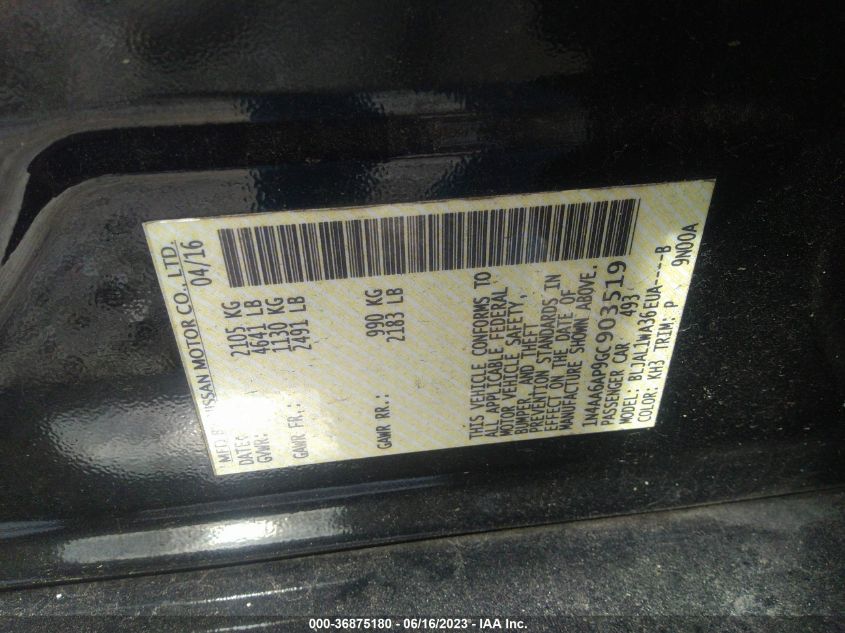 2016 NISSAN MAXIMA 3.5 - 1N4AA6AP9GC903519
