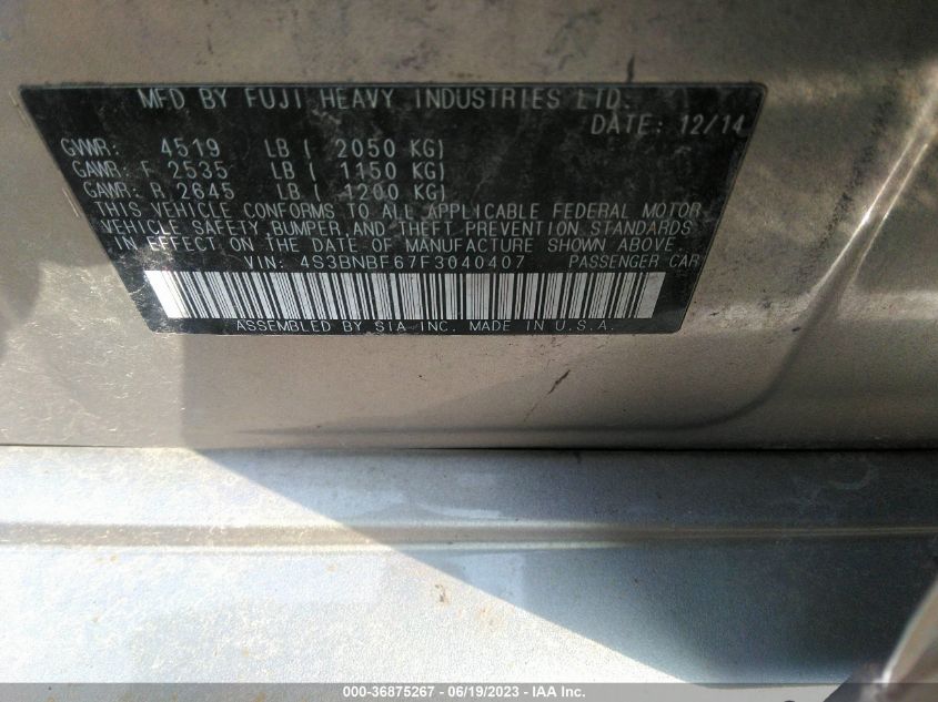 2015 SUBARU LEGACY 2.5I PREMIUM - 4S3BNBF67F3040407