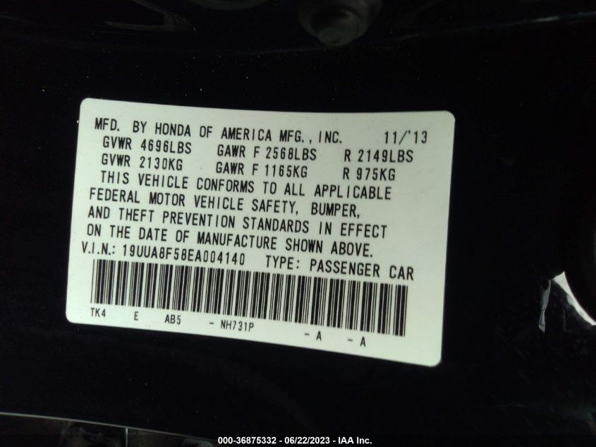 2014 ACURA TL TECH - 19UUA8F58EA004140