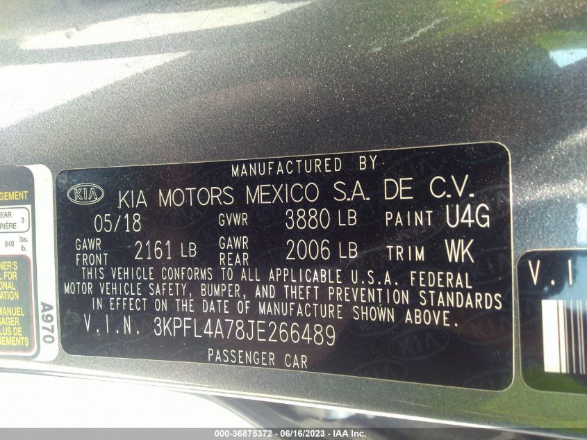 2018 KIA FORTE S - 3KPFL4A78JE266489
