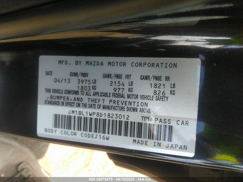 2013 MAZDA 3 4D I SV 0JM1BL1W8D1823012