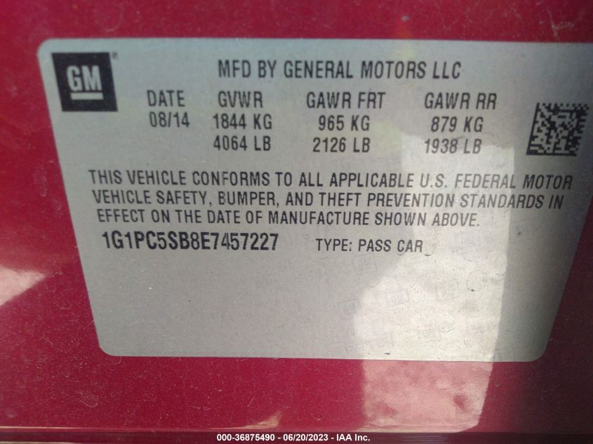 2014 CHEVROLET CRUZE 1LT - 1G1PC5SB8E7457227