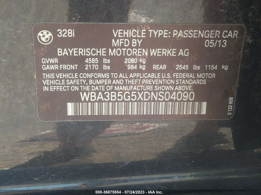 2013 BMW 3 SERIES 328I XDRIVE - WBA3B5G5XDNS04090