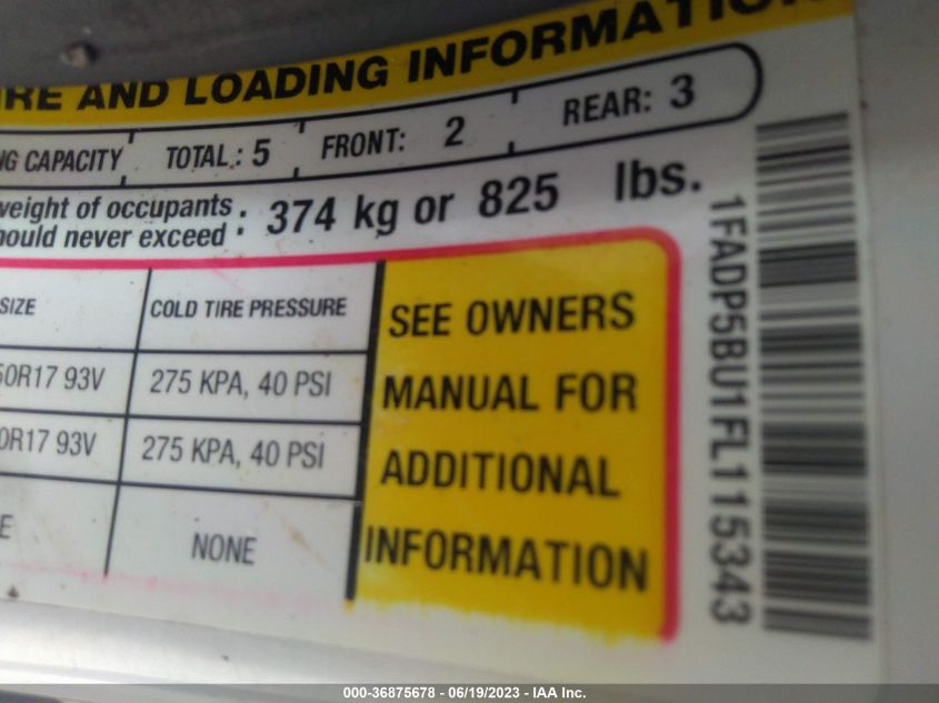 2015 FORD C-MAX HYBRID SEL - 1FADP5BU1FL115343