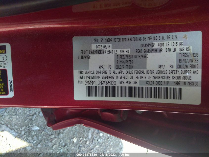 2016 MAZDA MAZDA3 I TOURING - 3MZBM1L78GM326130