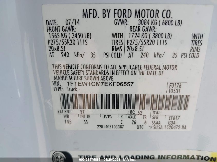 2014 FORD F-150 XL/STX/XLT - 1FTEW1CM7EKF06557