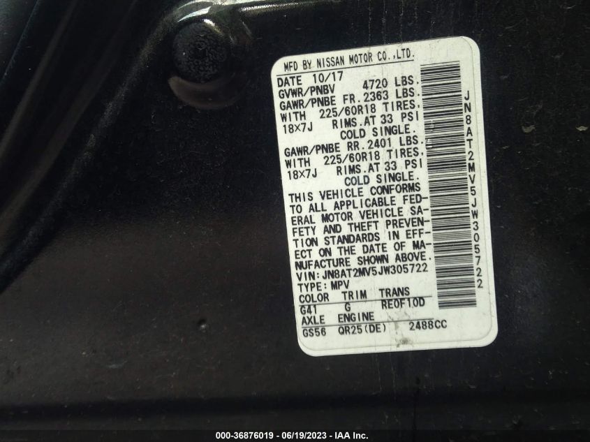 2018 NISSAN ROGUE SL - JN8AT2MV5JW305722