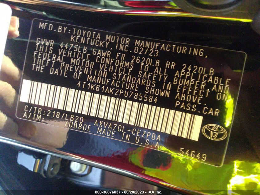 4T1K61AK2PU785584 Toyota Camry XSE 9