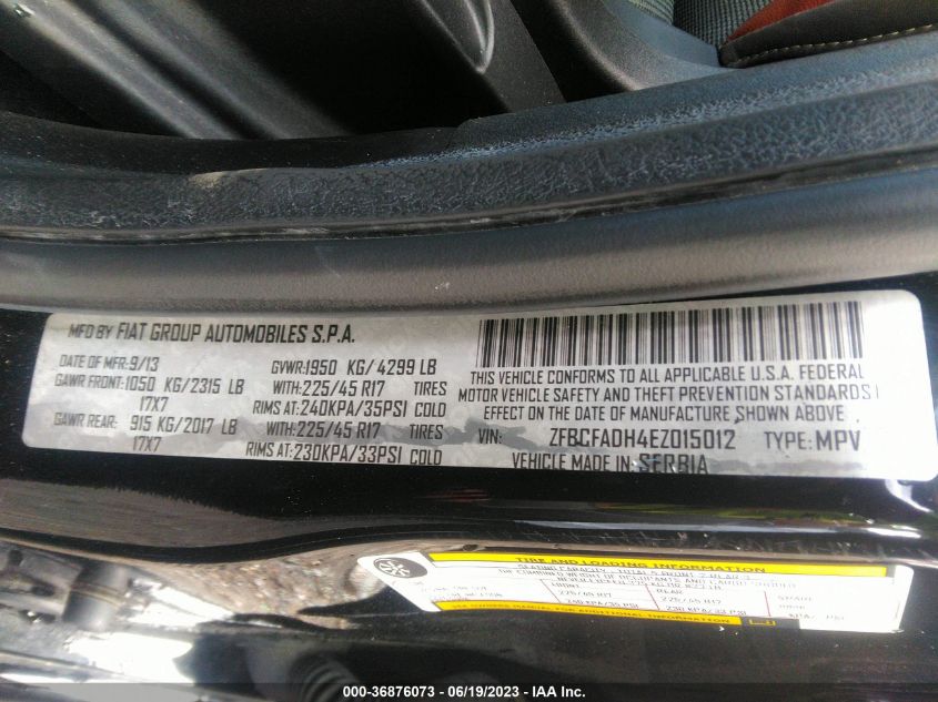 2014 FIAT 500L TREKKING - ZFBCFADH4EZ015012