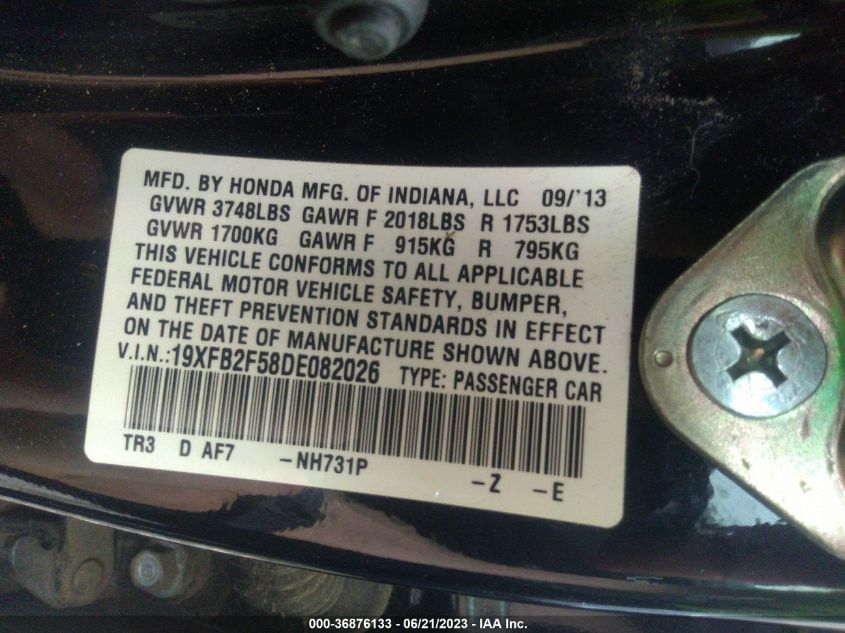 2013 HONDA CIVIC SDN LX - 19XFB2F58DE082026