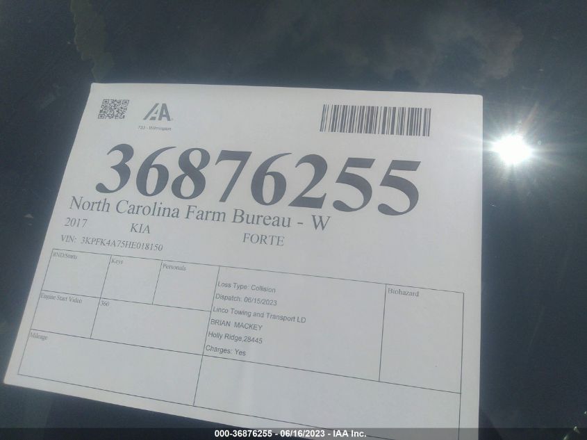2017 KIA FORTE LX - 3KPFK4A75HE018150