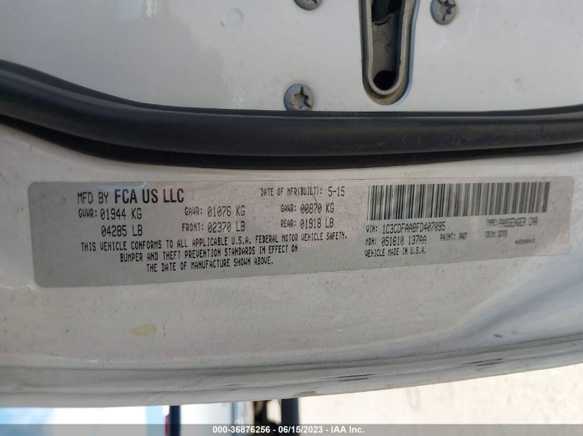 2015 DODGE DART SE - 1C3CDFAA8FD407095