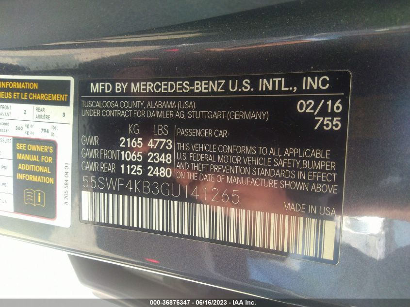 2016 MERCEDES-BENZ C-CLASS C 300 - 55SWF4KB3GU141265