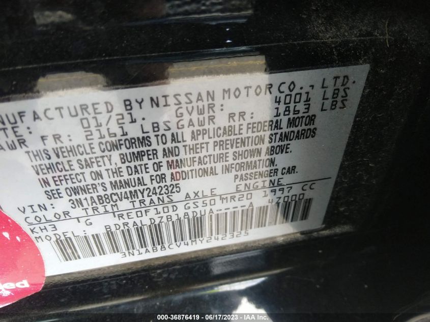 2021 NISSAN SENTRA SV - 3N1AB8CV4MY242325