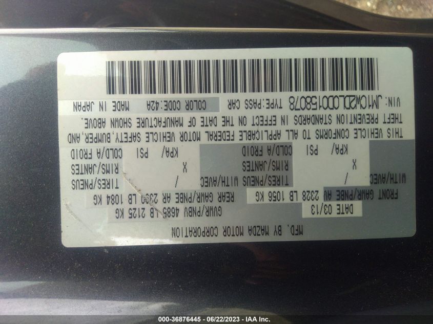 2013 MAZDA MAZDA5 GRAND TOURING - JM1CW2DL0D0158078