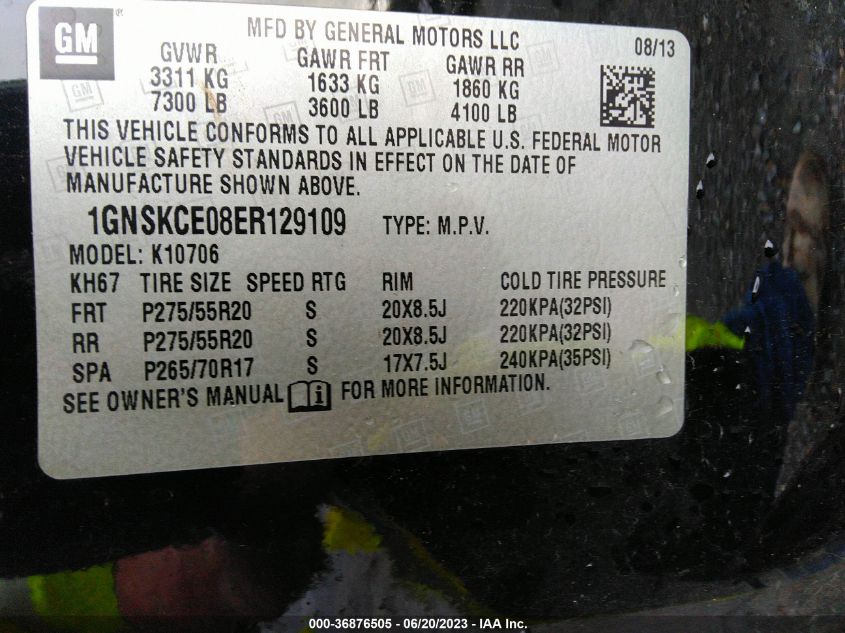 2014 CHEVROLET TAHOE LTZ - 1GNSKCE08ER129109