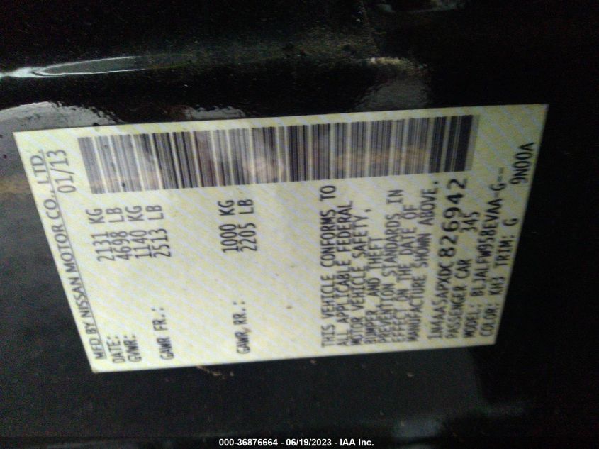 2013 NISSAN MAXIMA 3.5 SV - 1N4AA5APXDC826942