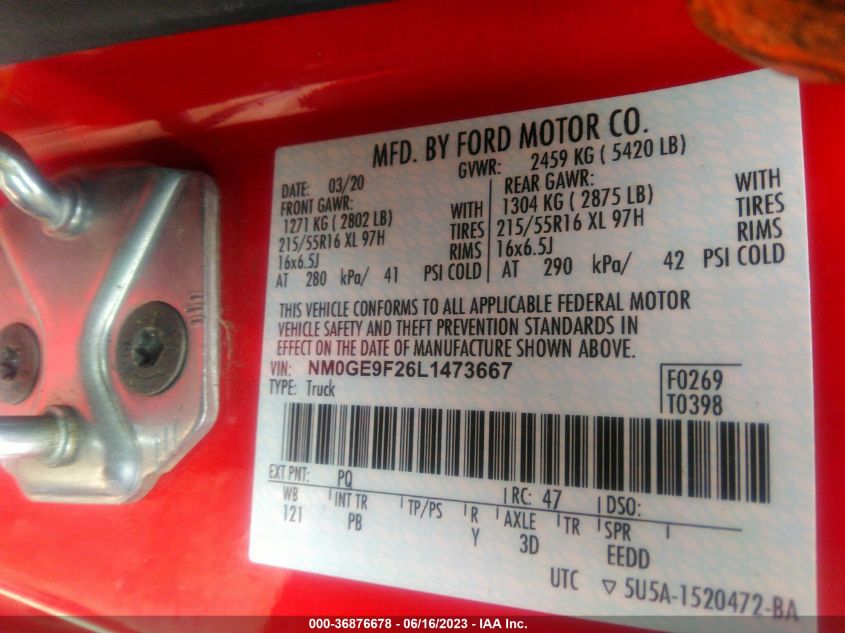2020 FORD TRANSIT CONNECT WAGON XLT - NM0GE9F26L1473667