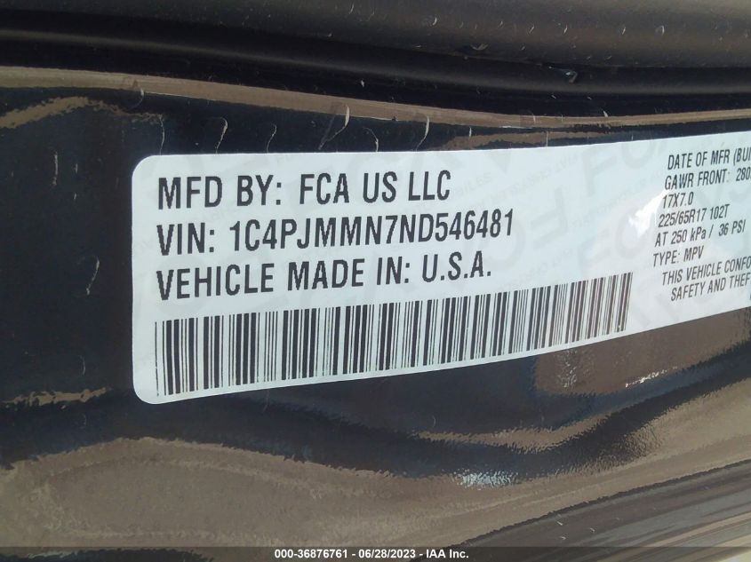 2022 JEEP CHEROKEE LATITUDE LUX - 1C4PJMMN7ND546481