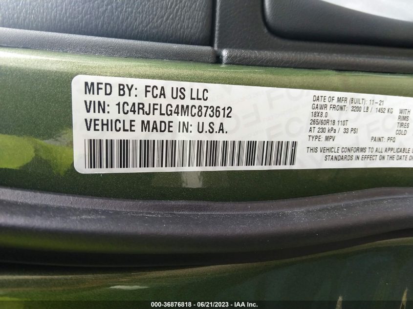 2021 JEEP GRAND CHEROKEE TRAILHAWK - 1C4RJFLG4MC873612