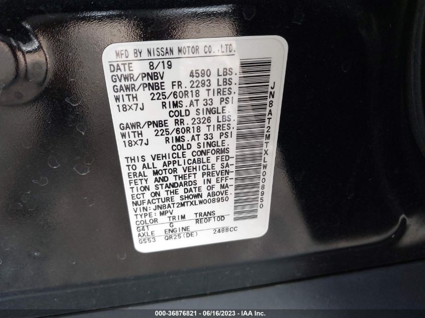 2020 NISSAN ROGUE SV - JN8AT2MTXLW008950