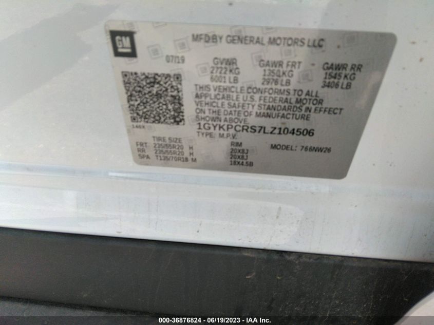 2020 CADILLAC XT6 FWD PREMIUM LUXURY 1GYKPCRS7LZ104506