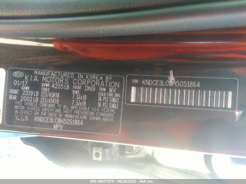 2017 KIA NIRO TOURING - KNDCE3LC8H5051864