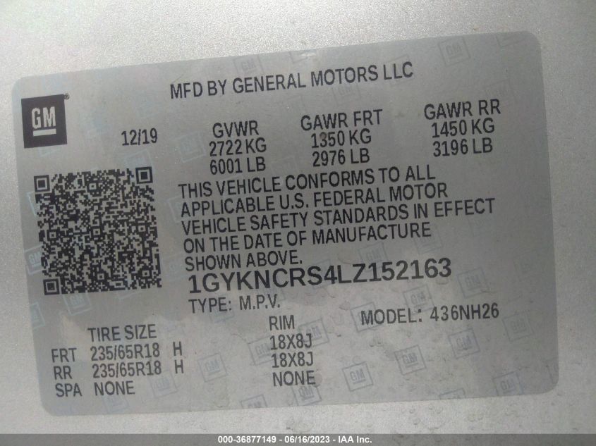 2020 CADILLAC XT5 PREMIUM LUXURY FWD - 1GYKNCRS4LZ152163
