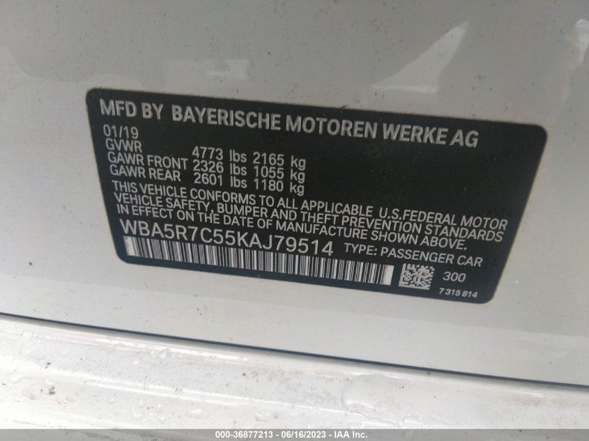 2019 BMW 3 SERIES 330I XDRIVE - WBA5R7C55KAJ79514