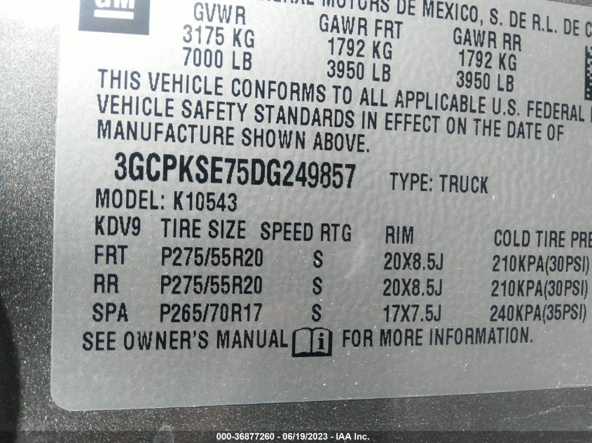 2013 CHEVROLET SILVERADO 1500 LT - 3GCPKSE75DG249857