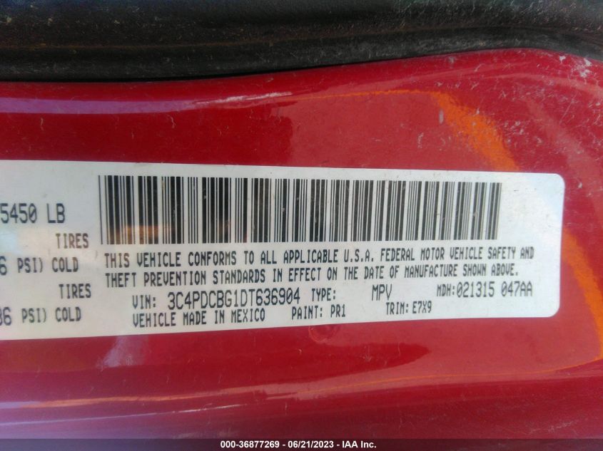 2013 DODGE JOURNEY SXT - 3C4PDCBG1DT636904