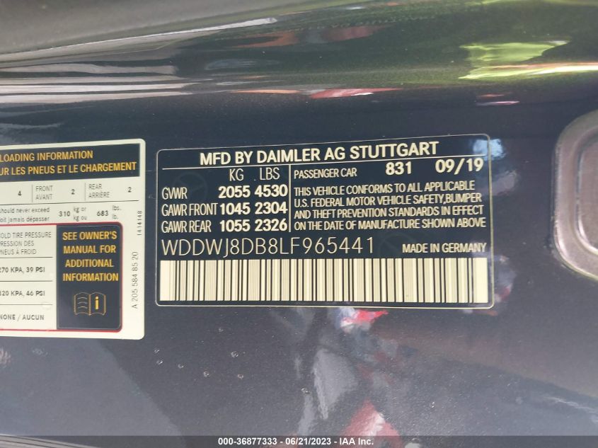 2020 MERCEDES-BENZ C-CLASS C 300 - WDDWJ8DB8LF965441