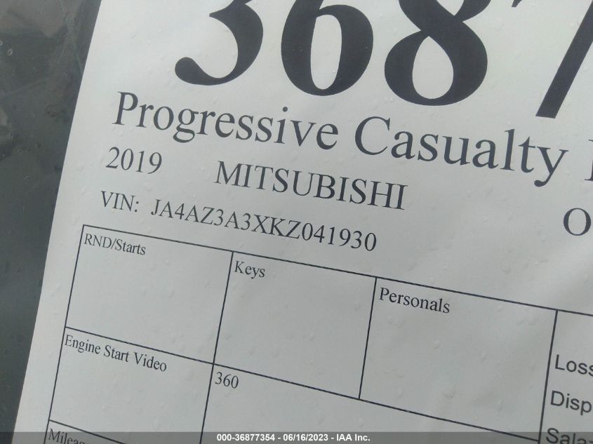2019 MITSUBISHI OUTLANDER ES/SE/SEL/LE - JA4AZ3A3XKZ041930