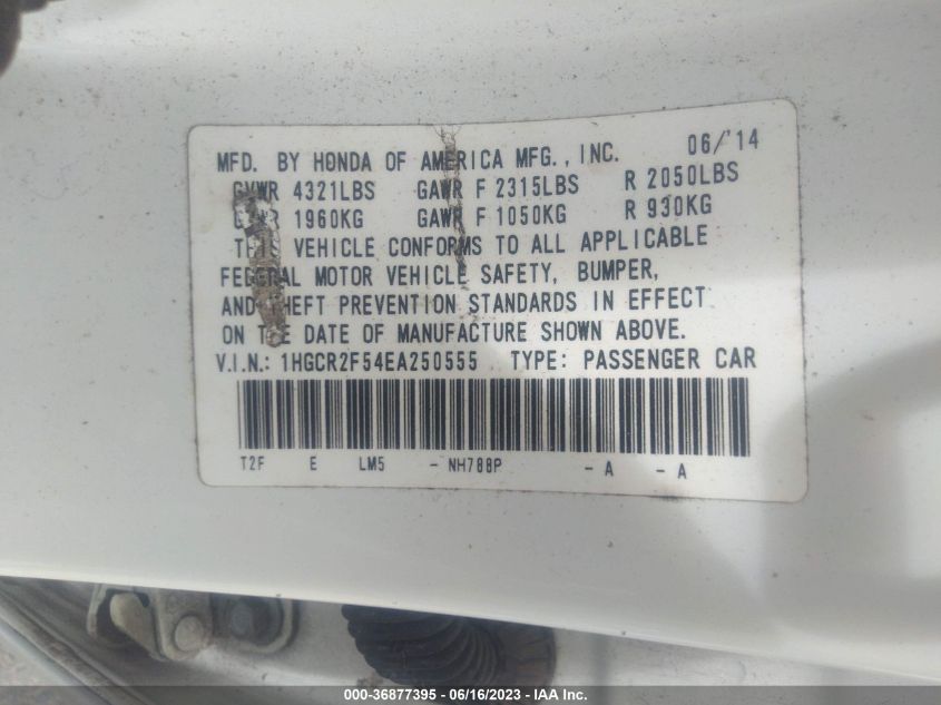 2014 HONDA ACCORD SEDAN SPORT - 1HGCR2F54EA250555