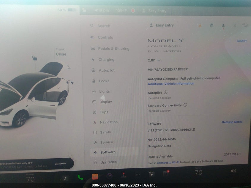 VIN 7SAYGDEEXPA105571 2023 TESLA MODEL Y LONG RANGE