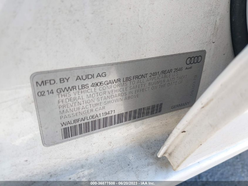 2014 AUDI A4 PREMIUM - WAUBFAFL0EA119471