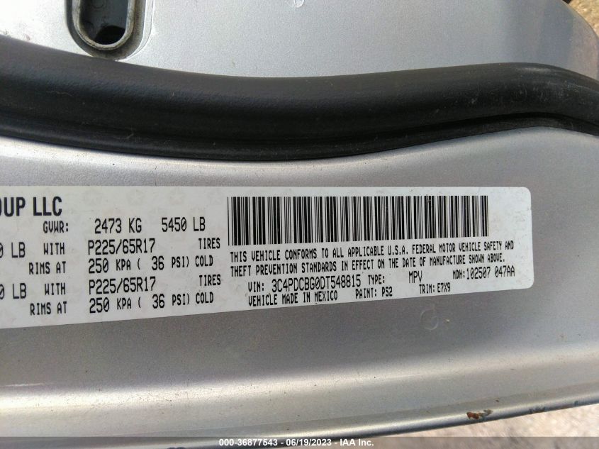 2013 DODGE JOURNEY SXT - 3C4PDCBG0DT548815