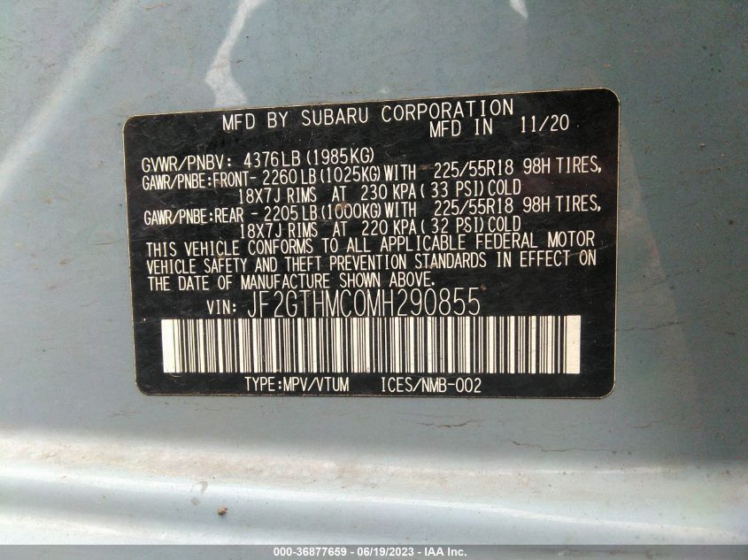 2021 SUBARU CROSSTREK LIMITED - JF2GTHMC0MH290855