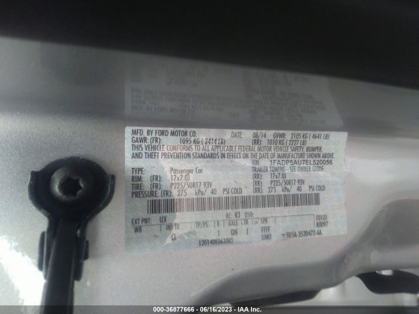 2014 FORD C-MAX HYBRID SE - 1FADP5AU7EL520056