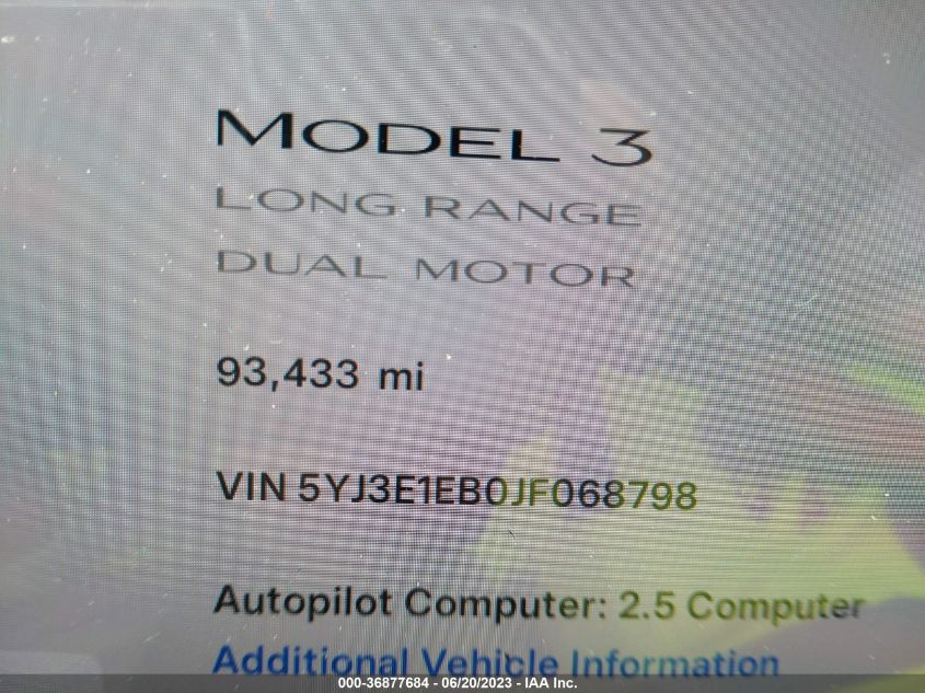 2018 TESLA MODEL 3 LONG RANGE - 5YJ3E1EB0JF068798
