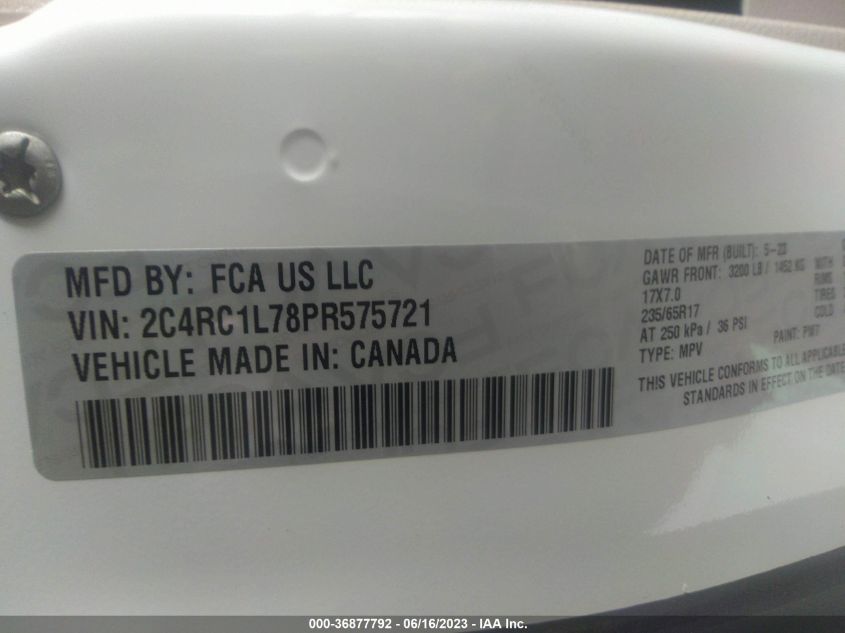2023 CHRYSLER PACIFICA HYBRID TOURING L - 2C4RC1L78PR575721